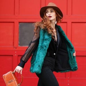 Teal Faux Fur Vest